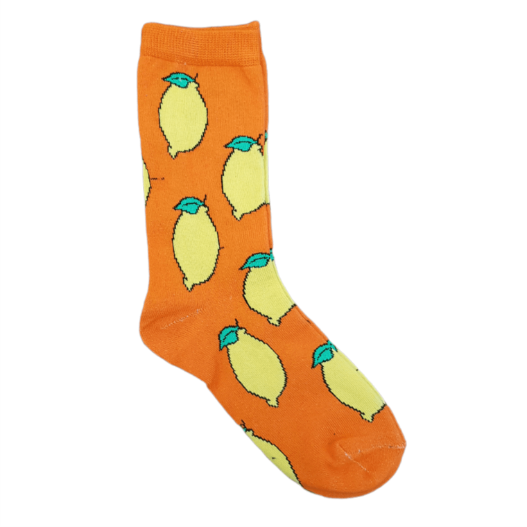 Πορτοκαλί Ζευγάρι Κάλτσες Με Print Λεμόνι