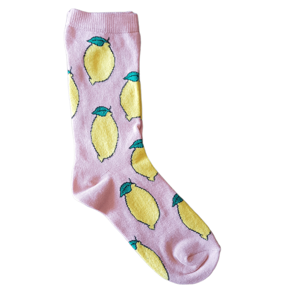 Λιλά Ζευγάρι Κάλτσες Με Print Λεμόνι