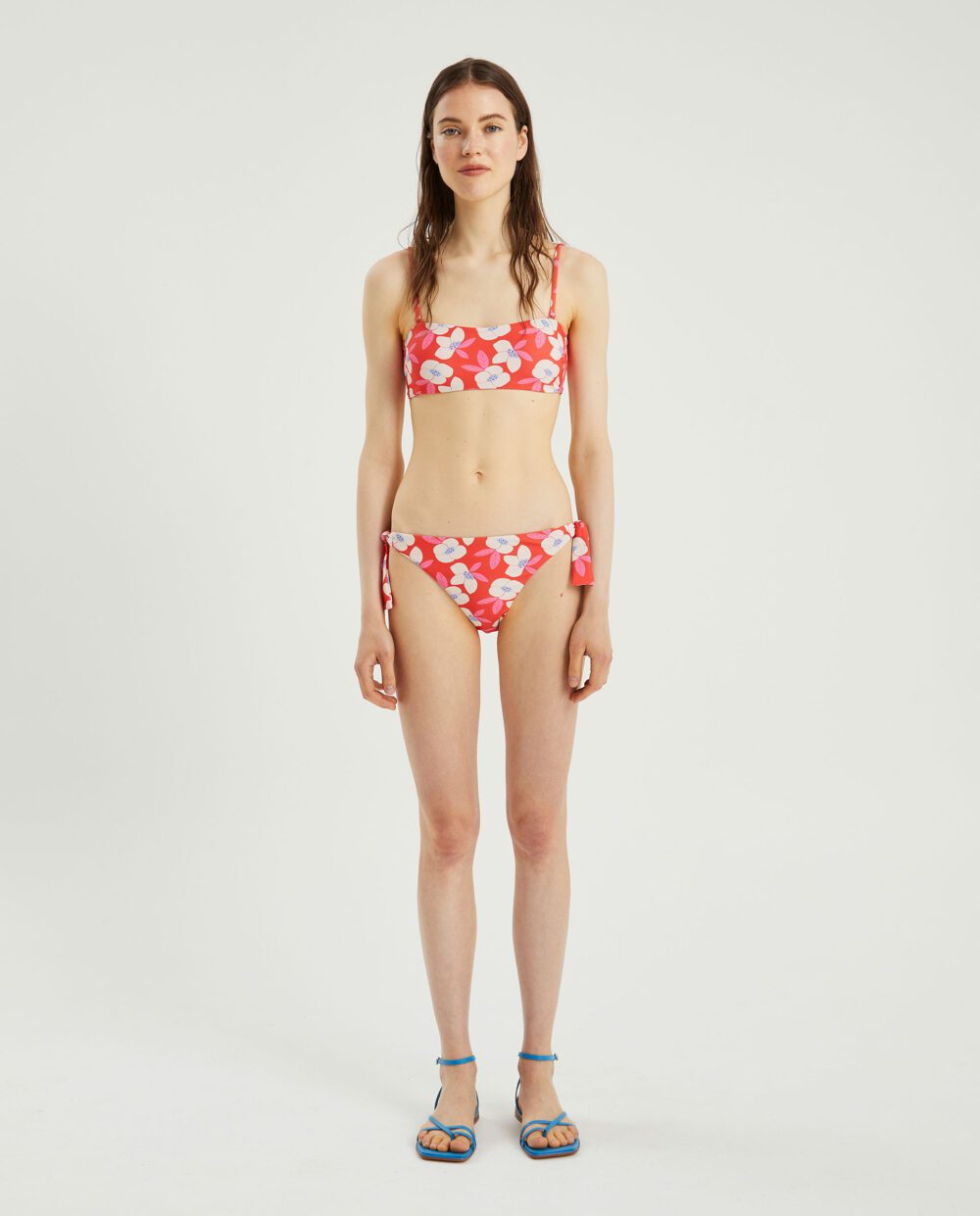 Bikini Top Στράπλες Μαγιό Με Κόκκινο Φλοράλ Σχέδιο Compania Fantastica