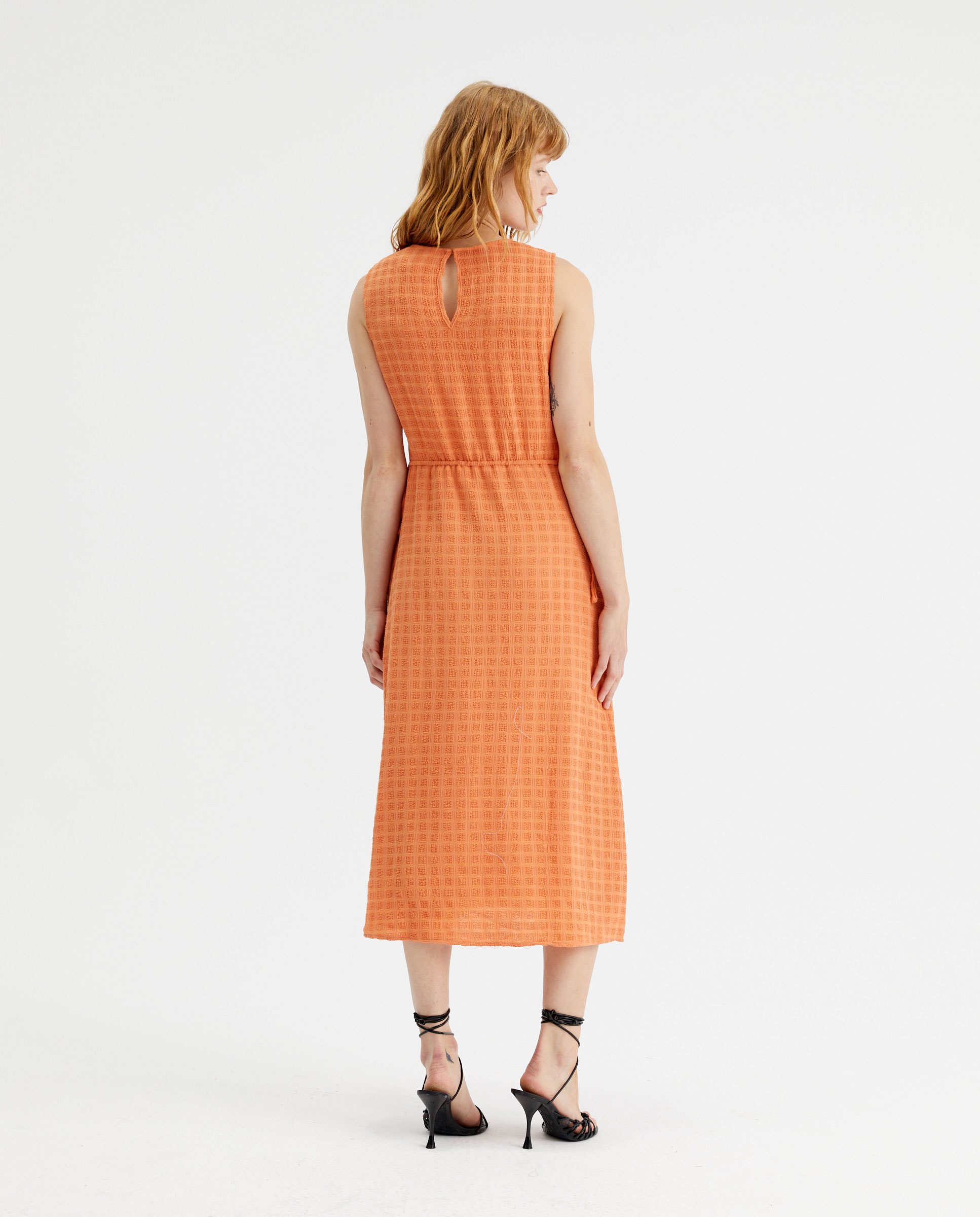 Midi Πορτοκαλί Φόρεμα Με Aνοίγματα Compania Fantastica