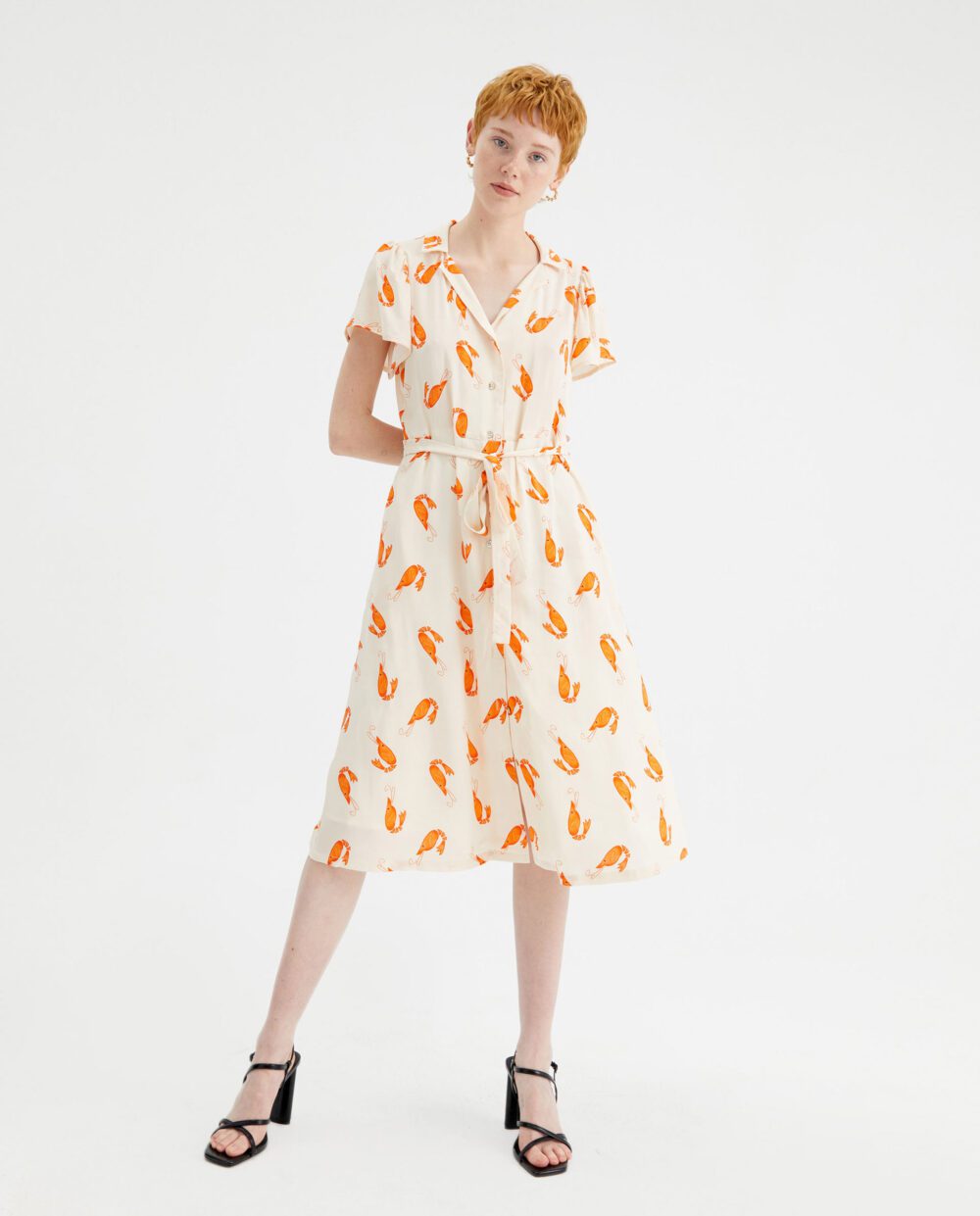 Midi Πουκάμισο Φόρεμα Με Print Καραβίδες Compania Fantastica