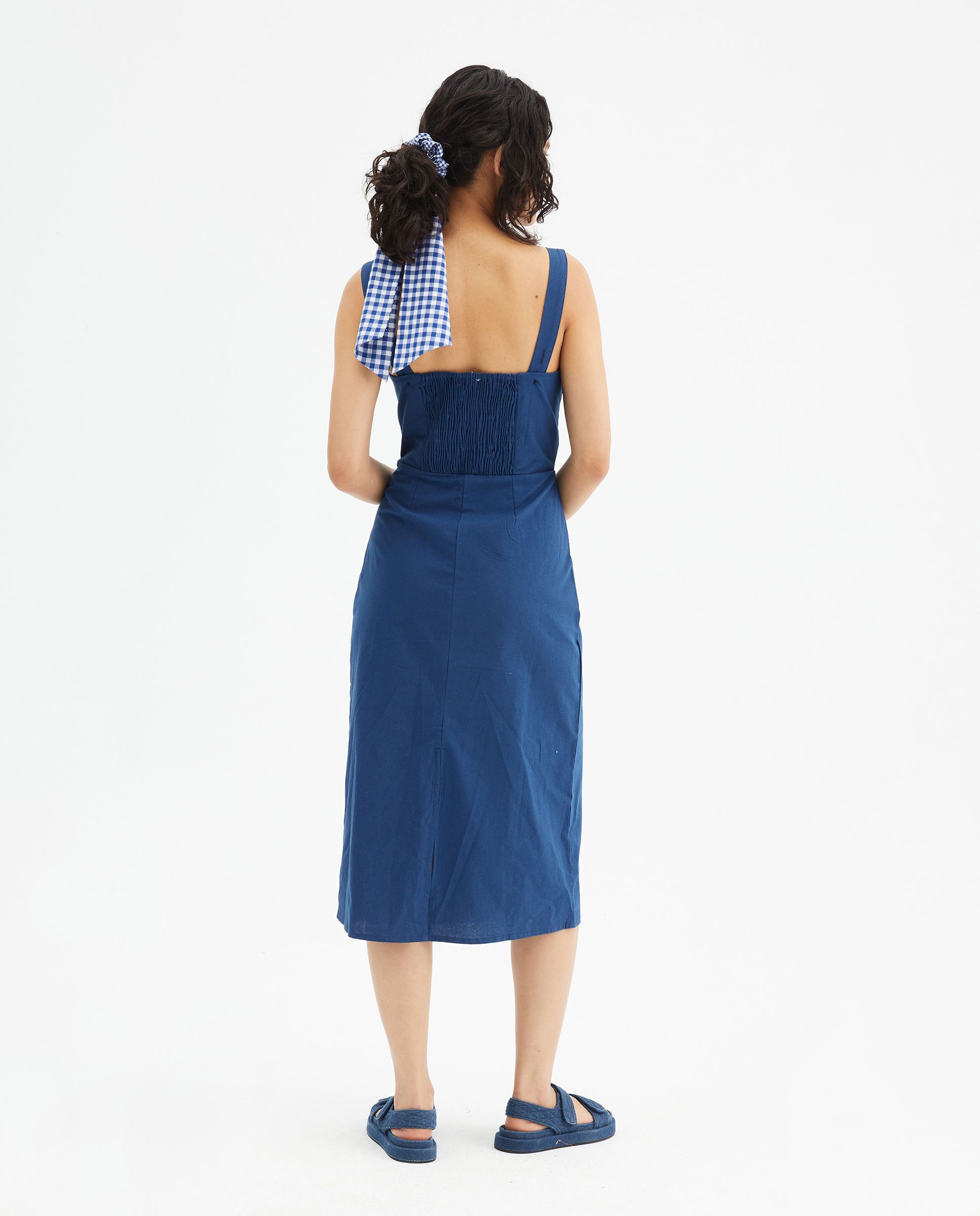 Μπλε Εφαρμοστό Midi Φόρεμα Compania Fantastica