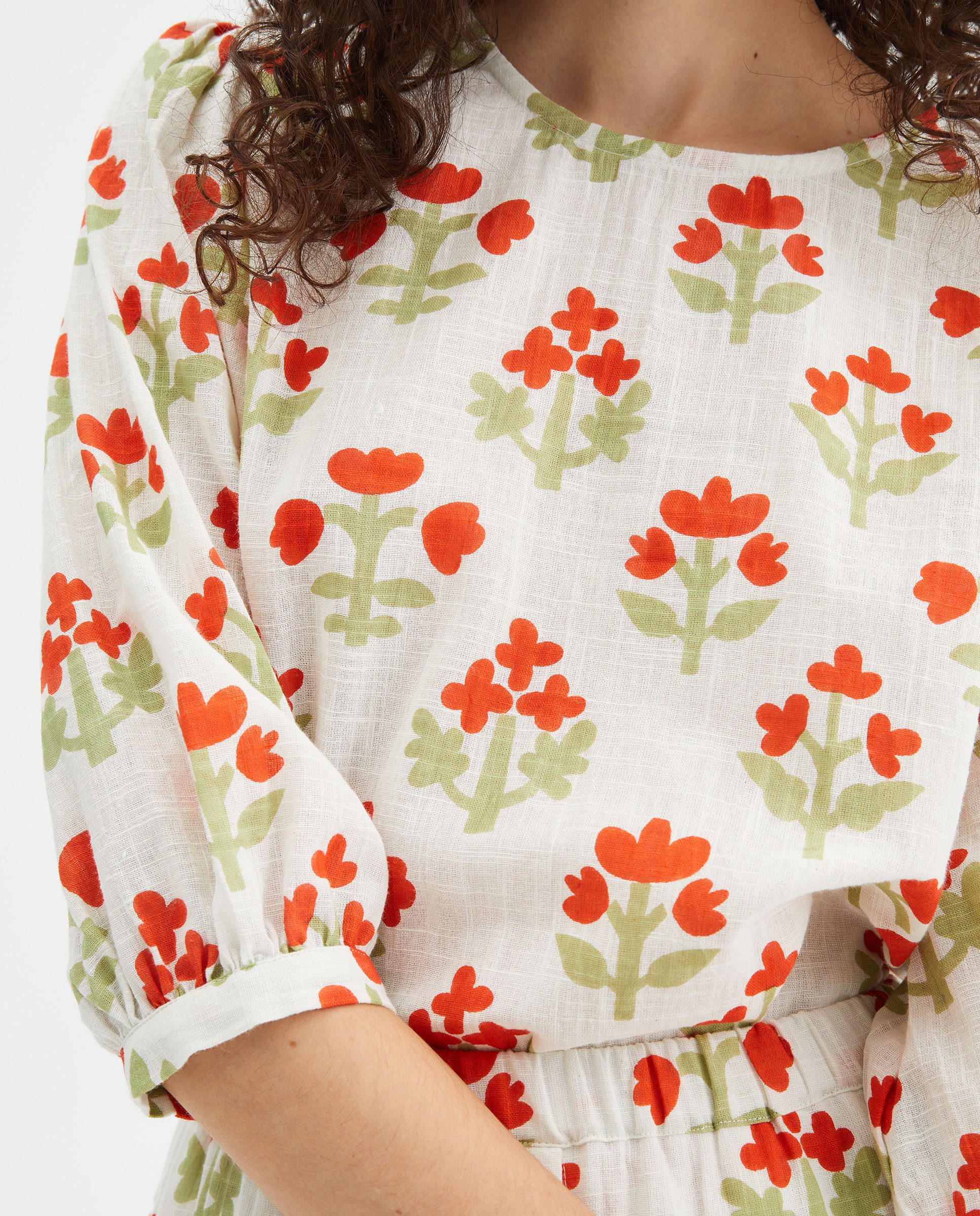 Βαμβακερή Μπλούζα Με Print Λουλούδια Compania Fantastica