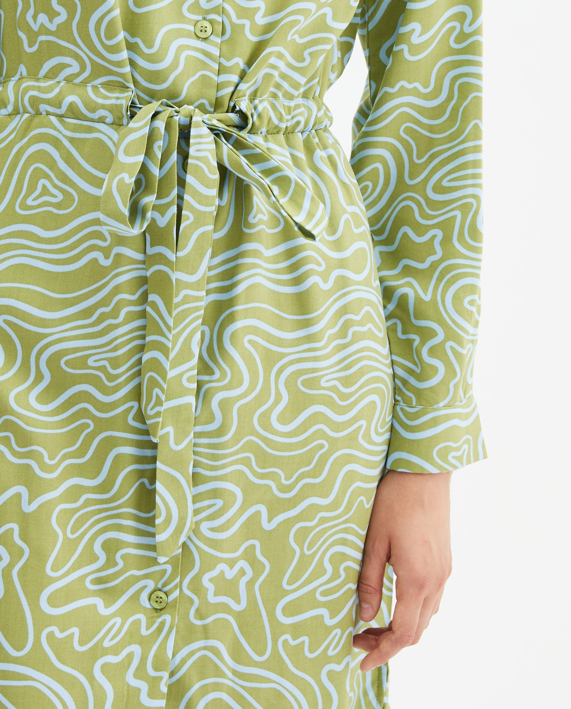 Midi Φόρεμα Με Print Κύματα Compania Fantastica
