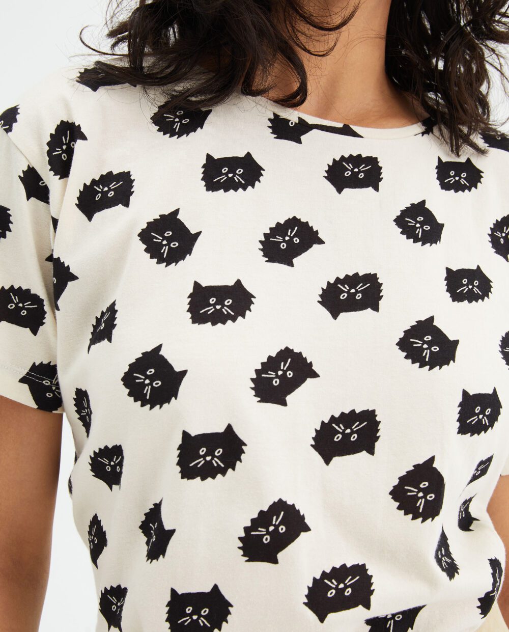 Βαμβακερό T-shirt Με Print Γάτας Compania Fantastica