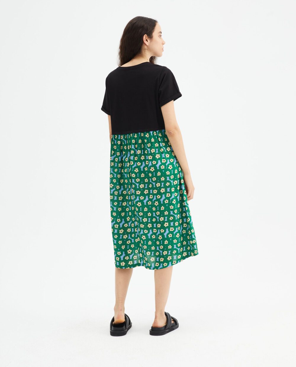 Midi Loose Φόρεμα Με Πράσινο Print Στο Κάτω Μέρος Compania Fantastica