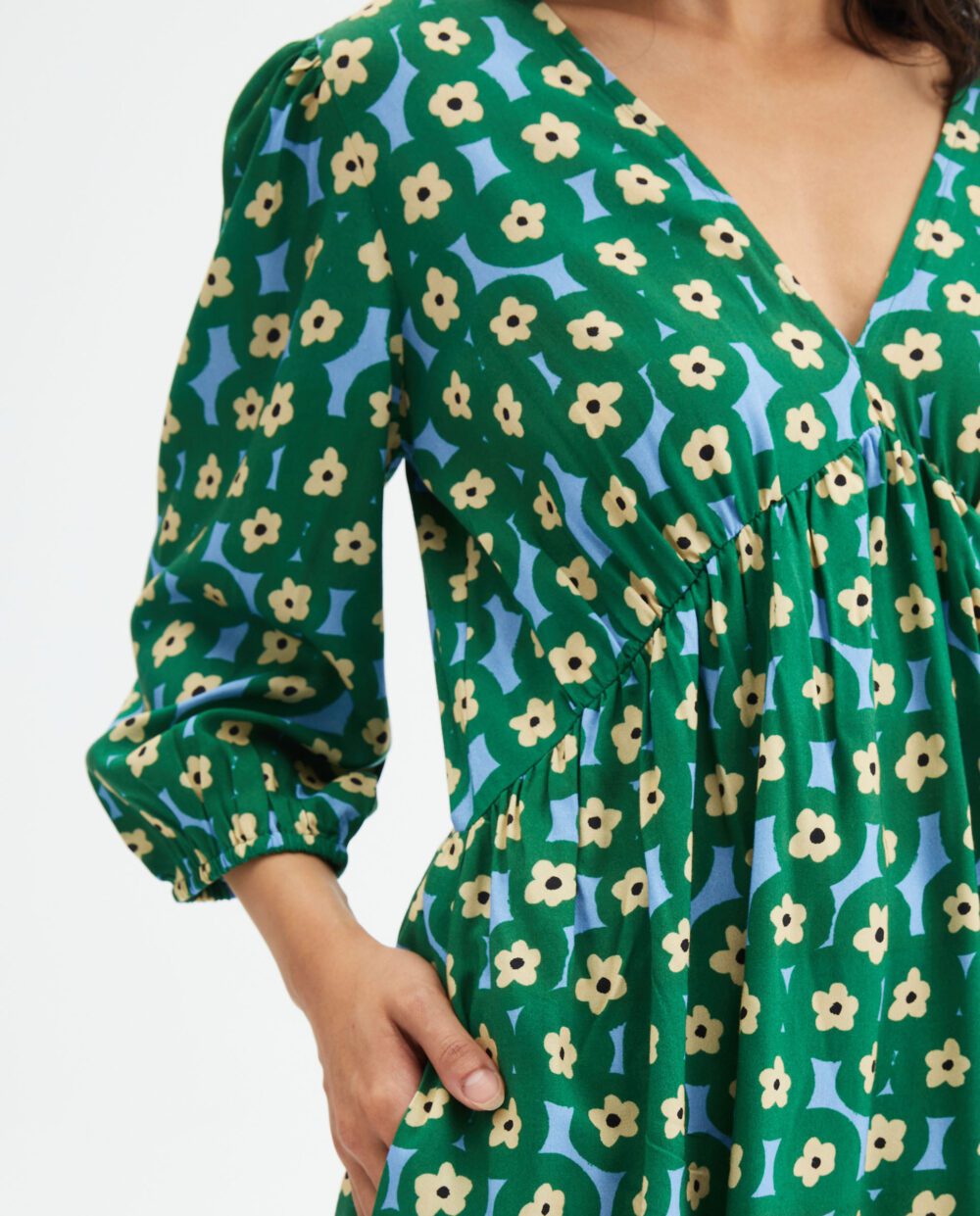 Μini Πράσινο Φόρεμα Με Print Λουλούδια Compania Fantastica