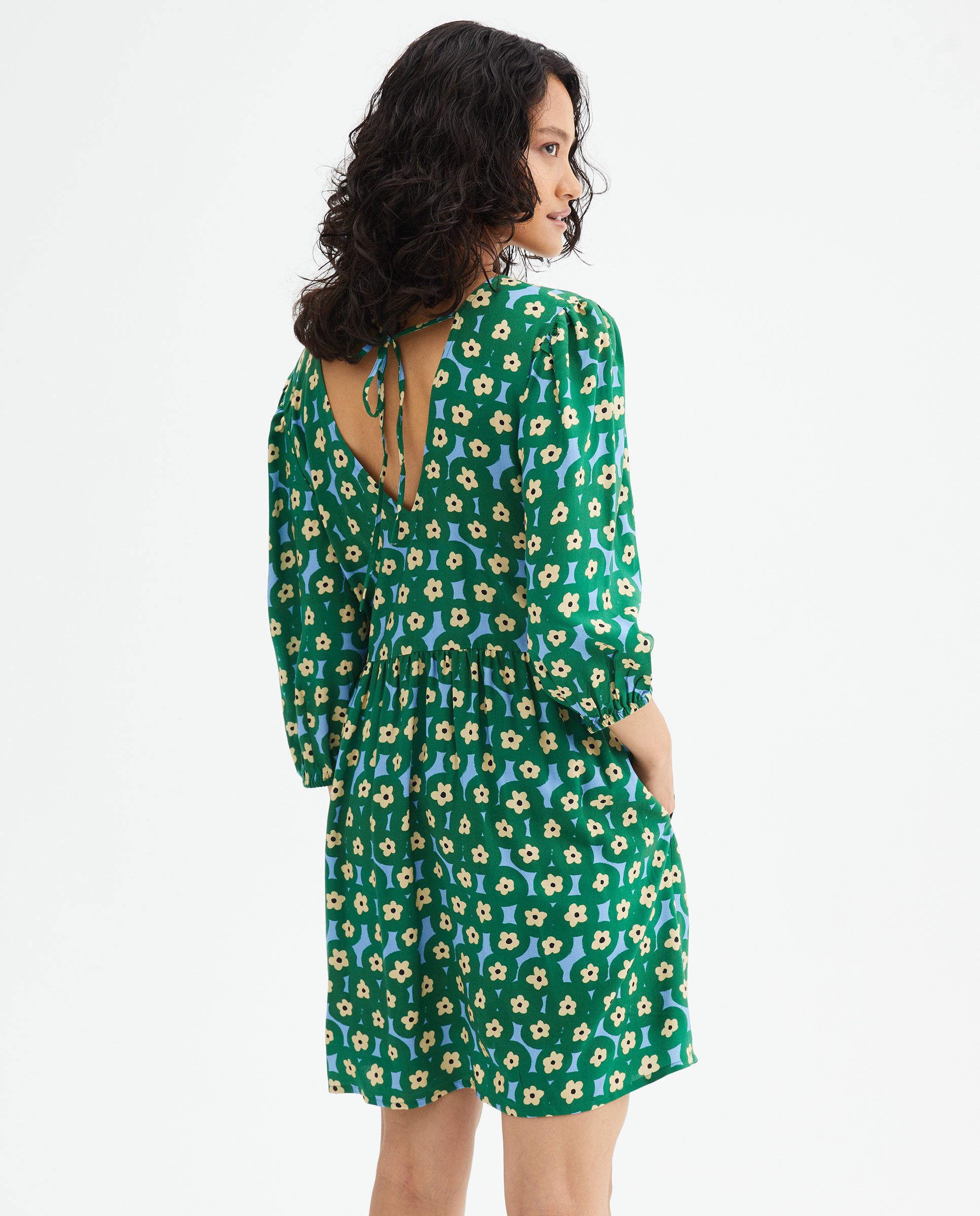 Μini Πράσινο Φόρεμα Με Print Λουλούδια Compania Fantastica