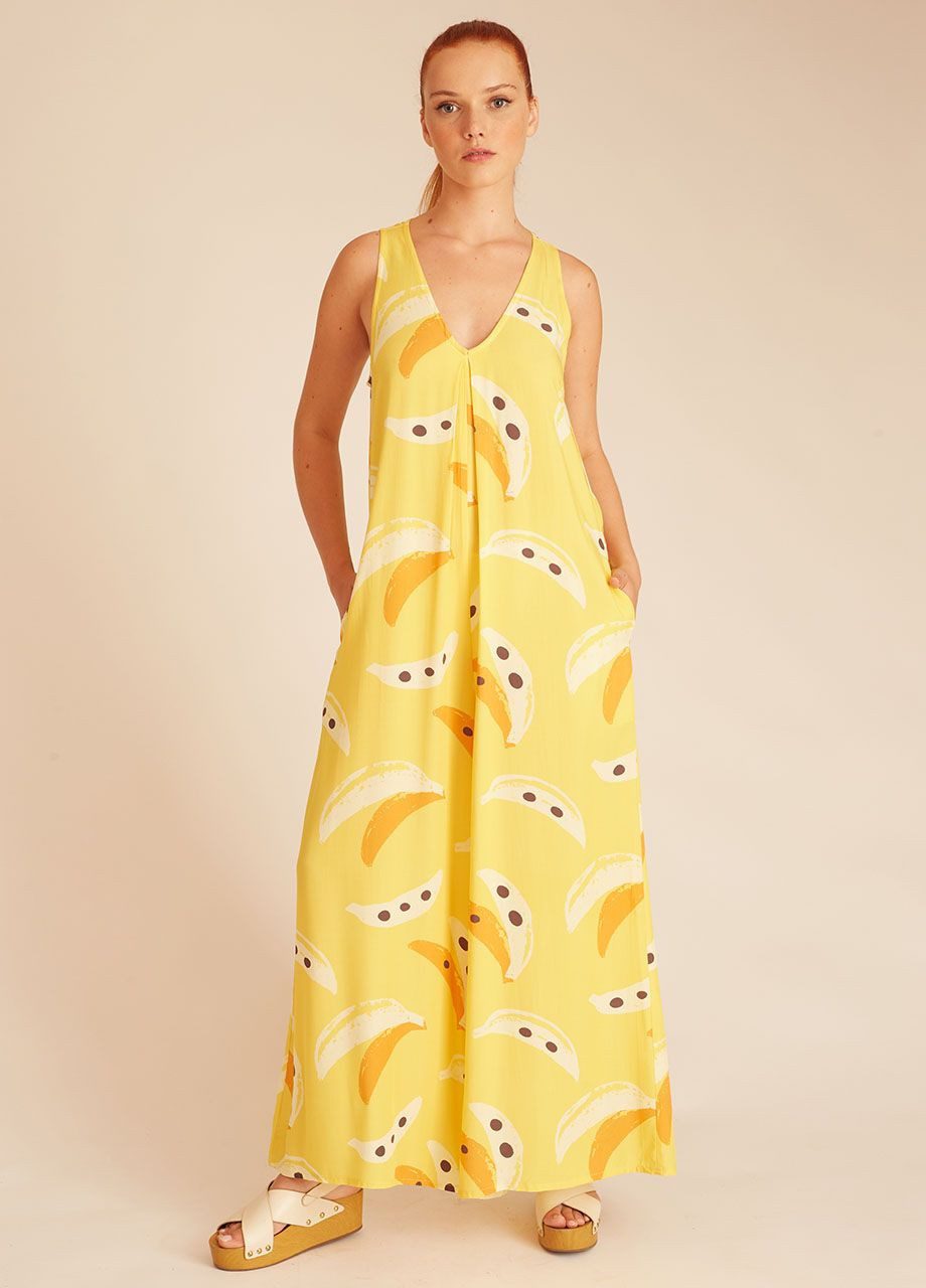 Κίτρινη Ολόσωμη Φόρμα Με Σχέδιο Μπανάνες Pepaloves