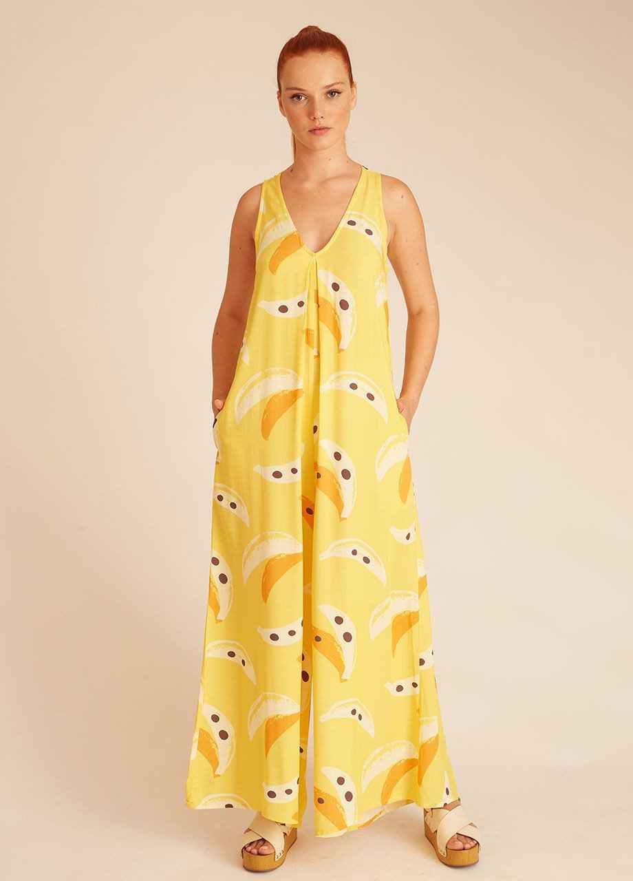 Κίτρινη Ολόσωμη Φόρμα Με Σχέδιο Μπανάνες Pepaloves