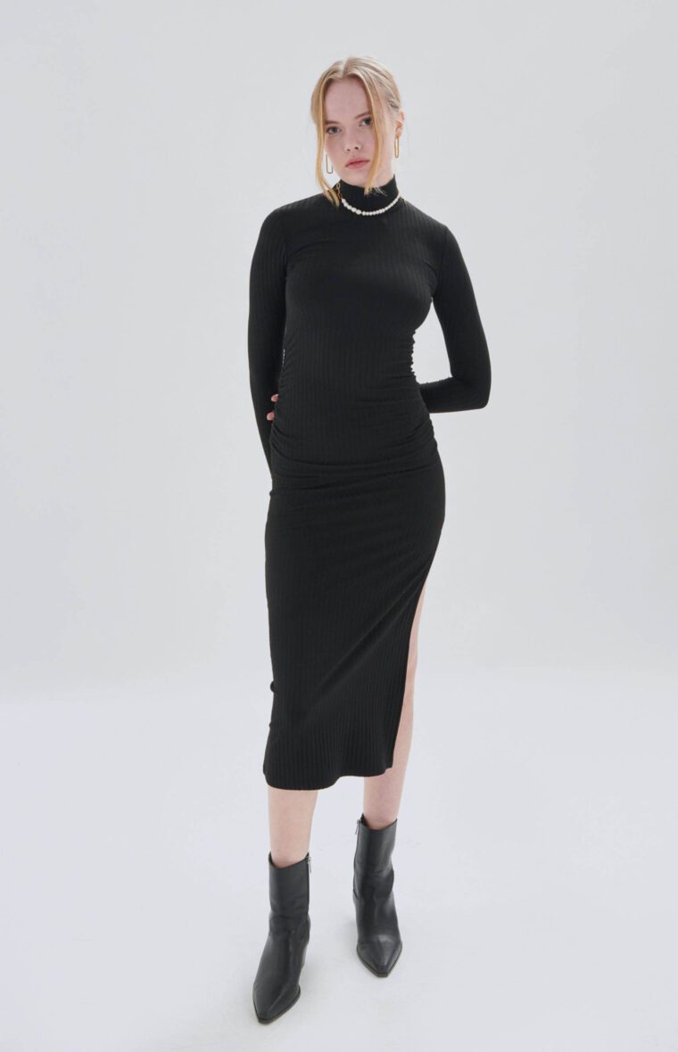 Midi Μαύρο Εφαρμοστό Φόρεμα 24 Colours