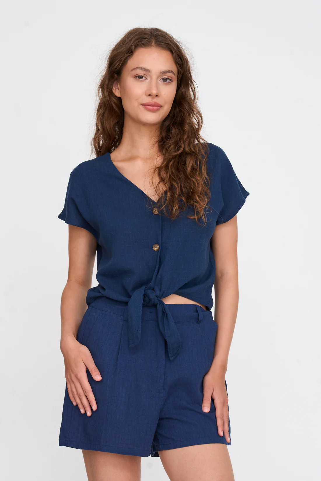 Μπλε navy Πουκάμισο Λινό Με Βισκόζη 24 Colours