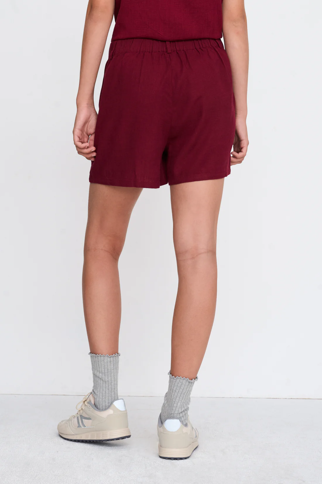 Μπορντό Shorts Λινό Με Βισκόζη 24 Colours Μπορντό Shorts Λινό Με Βισκόζη 24 Colours