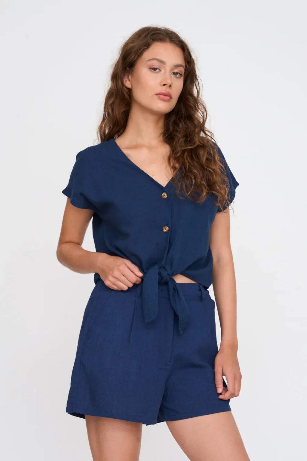 Μπλε navy Πουκάμισο Λινό Με Βισκόζη 24 Colours