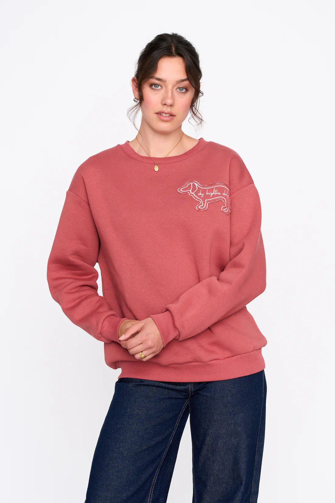 Φούτερ Dusty Pink Με Σχέδιο Σκύλος 24 Colours Φούτερ Dusty Pink Με Σχέδιο Σκύλος 24 Colours
