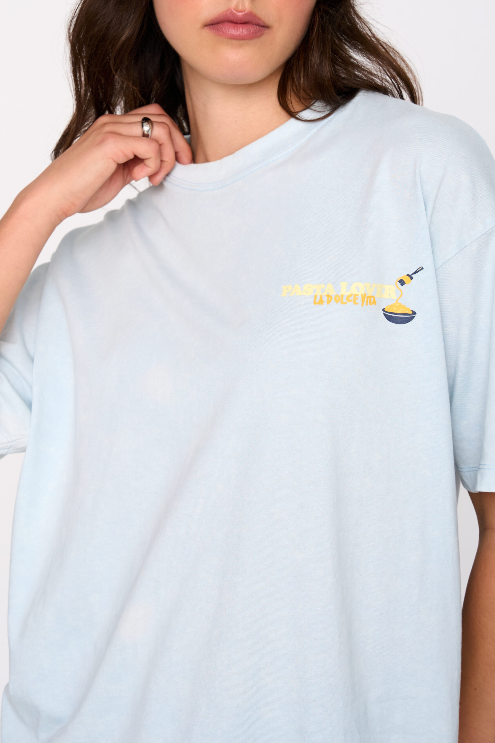 Βαμβακερό Γαλάζιο T-shirt Pasta Lovers 24 Colours