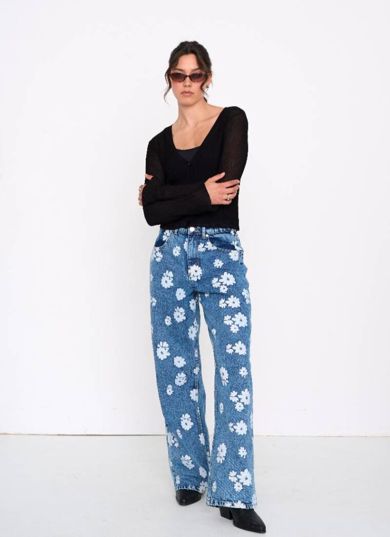 Jeans Παντελόνι Με Print Λουλούδια 24 Colours Jeans Παντελόνι Με Print Λουλούδια 24 Colours