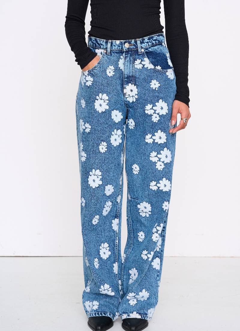 Jeans Παντελόνι Με Print Λουλούδια 24 Colours Jeans Παντελόνι Με Print Λουλούδια 24 Colours