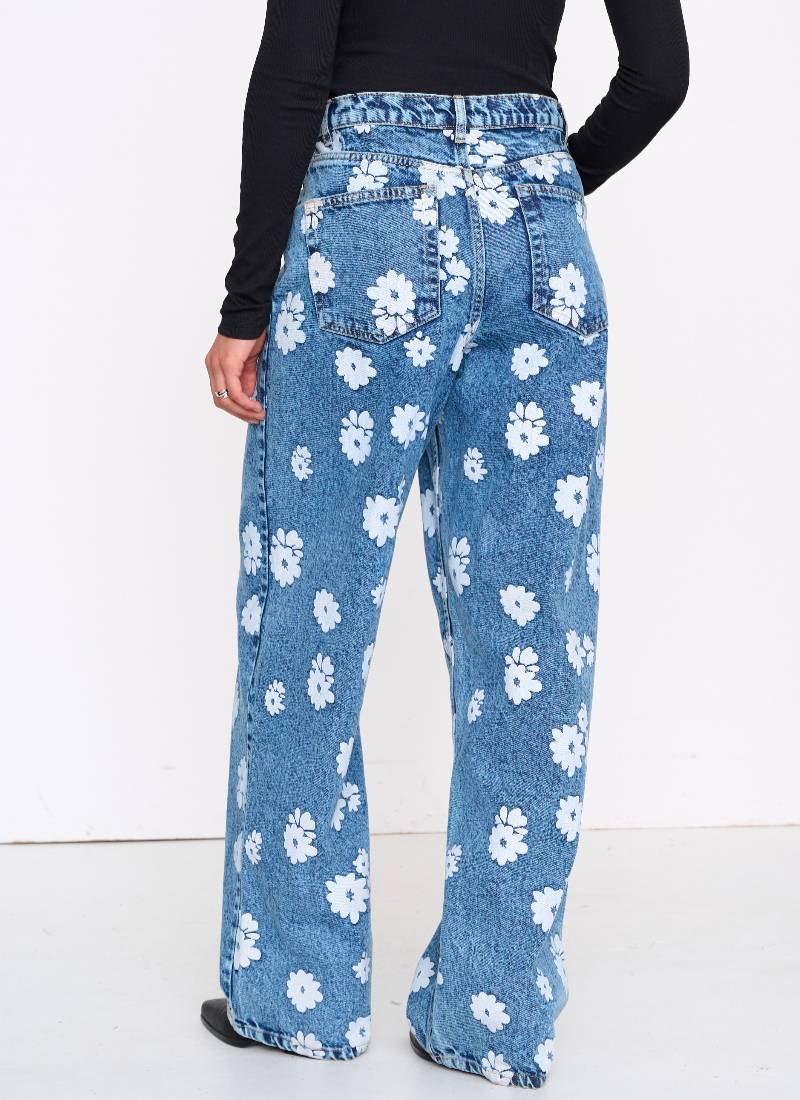 Jeans Παντελόνι Με Print Λουλούδια 24 Colours