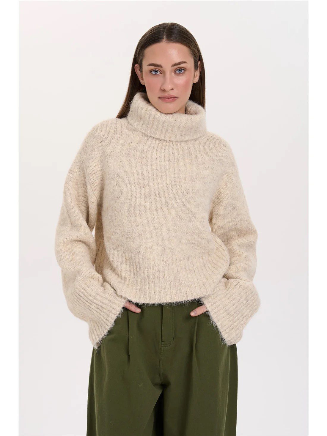 Μπεζ Oversized Ζιβάγκο Πουλόβερ 24 Colours