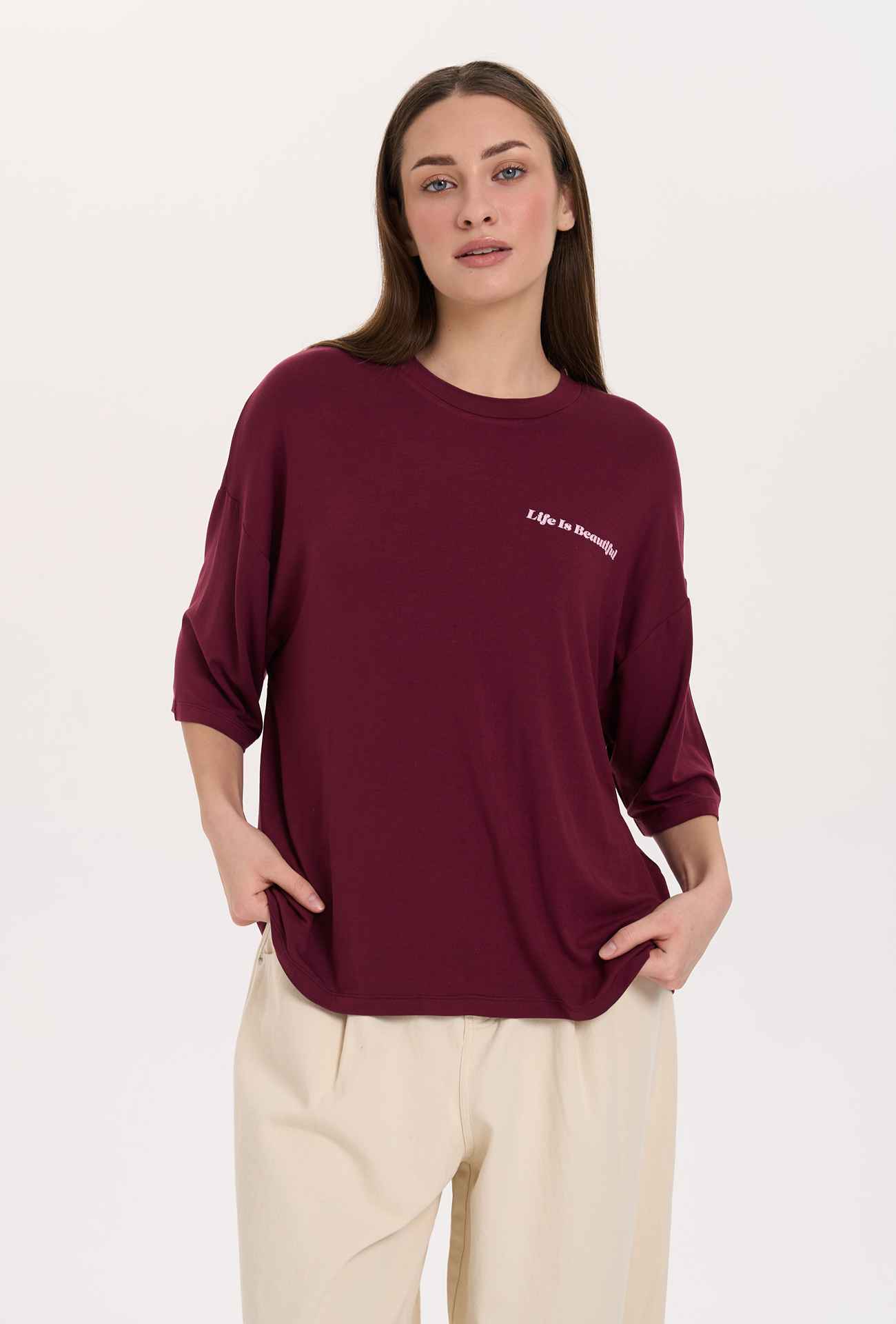 Βαμβακερό Μπορντό T-shirt 24 Colours Βαμβακερό Μπορντό T-shirt 24 Colours
