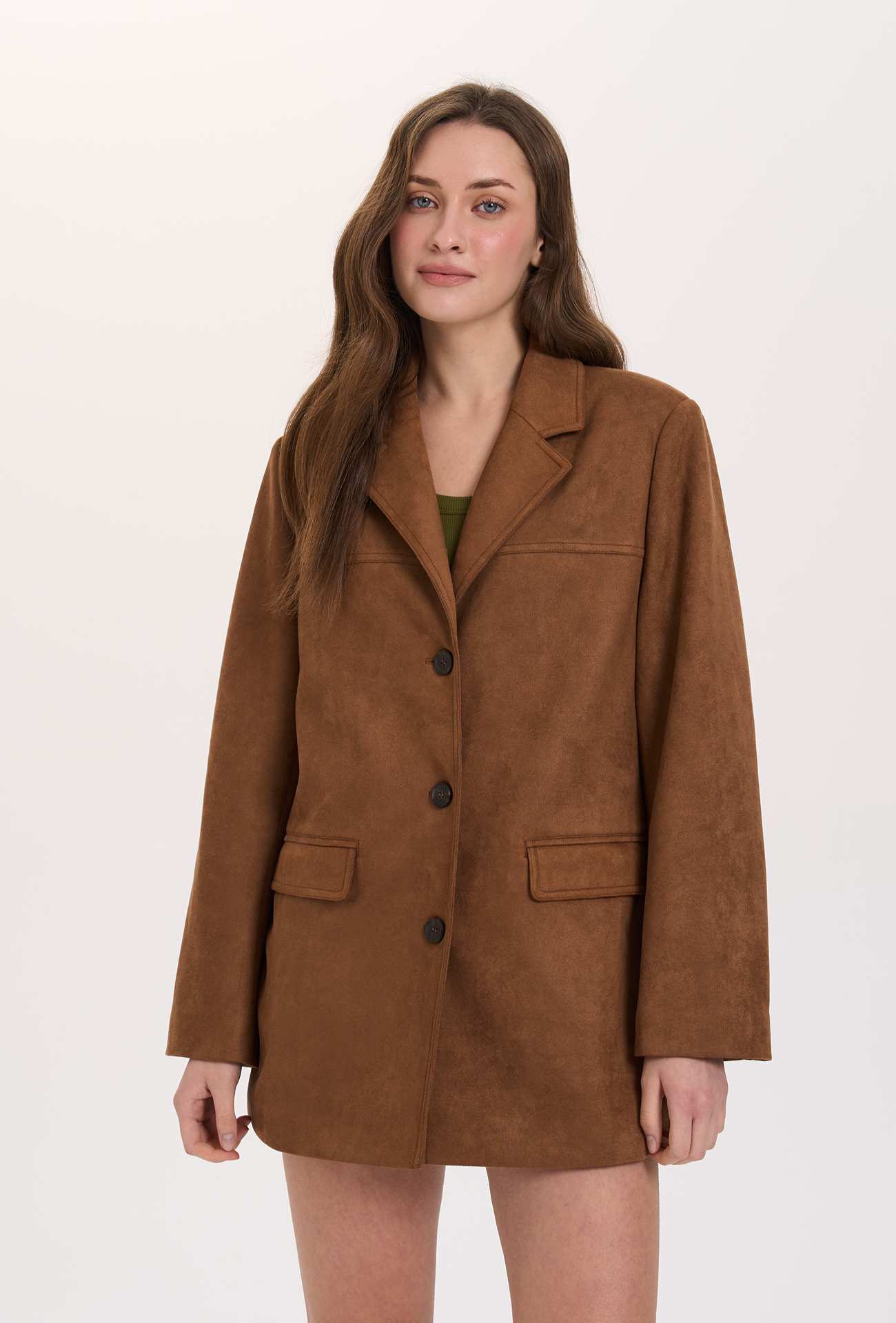 Καφέ Suede Σακάκι Blazer24 Colours
