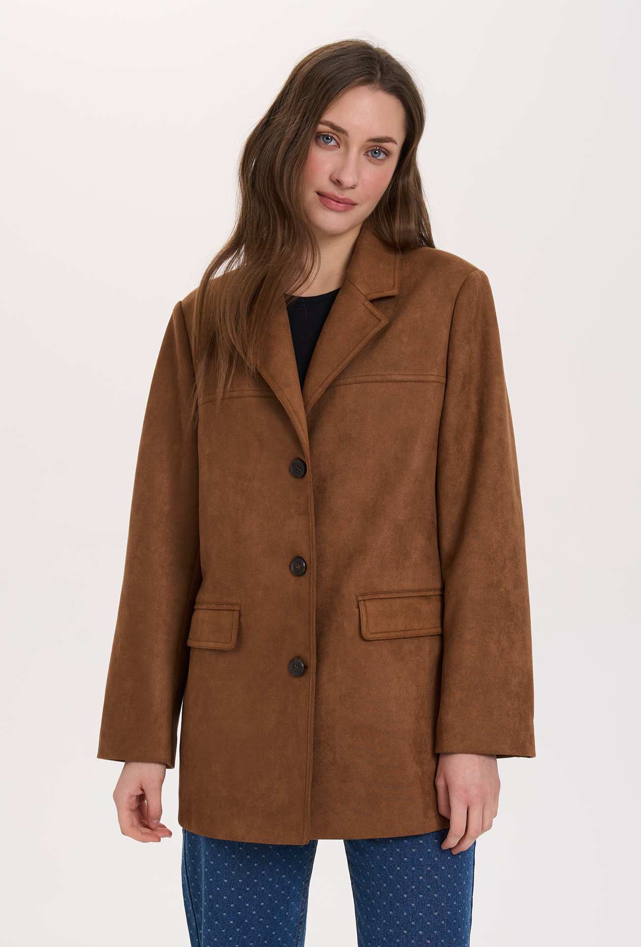 Καφέ Suede Σακάκι Blazer24 Colours Καφέ Suede Σακάκι Blazer24 Colours