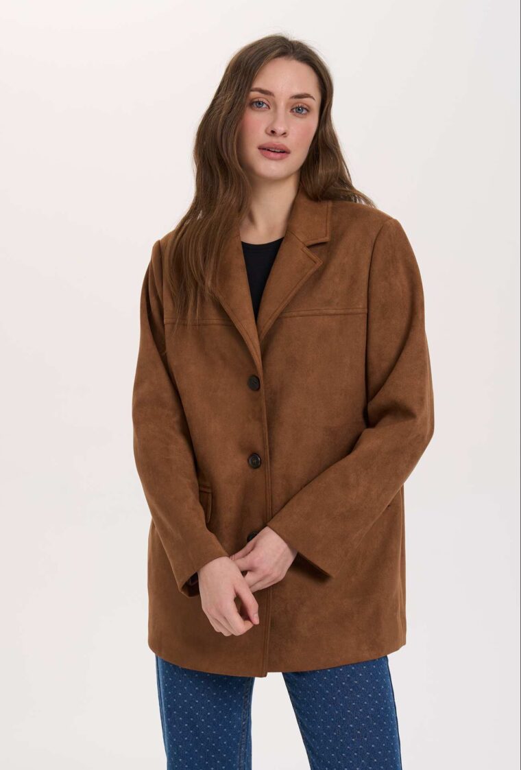 Καφέ Suede Σακάκι Blazer24 Colours